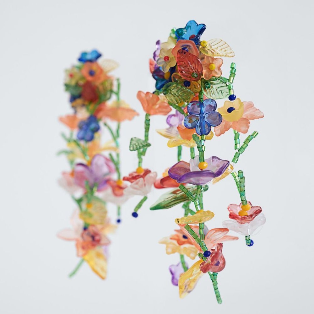 NEW and RARE! Zara Floral Beaded Statement Earrings